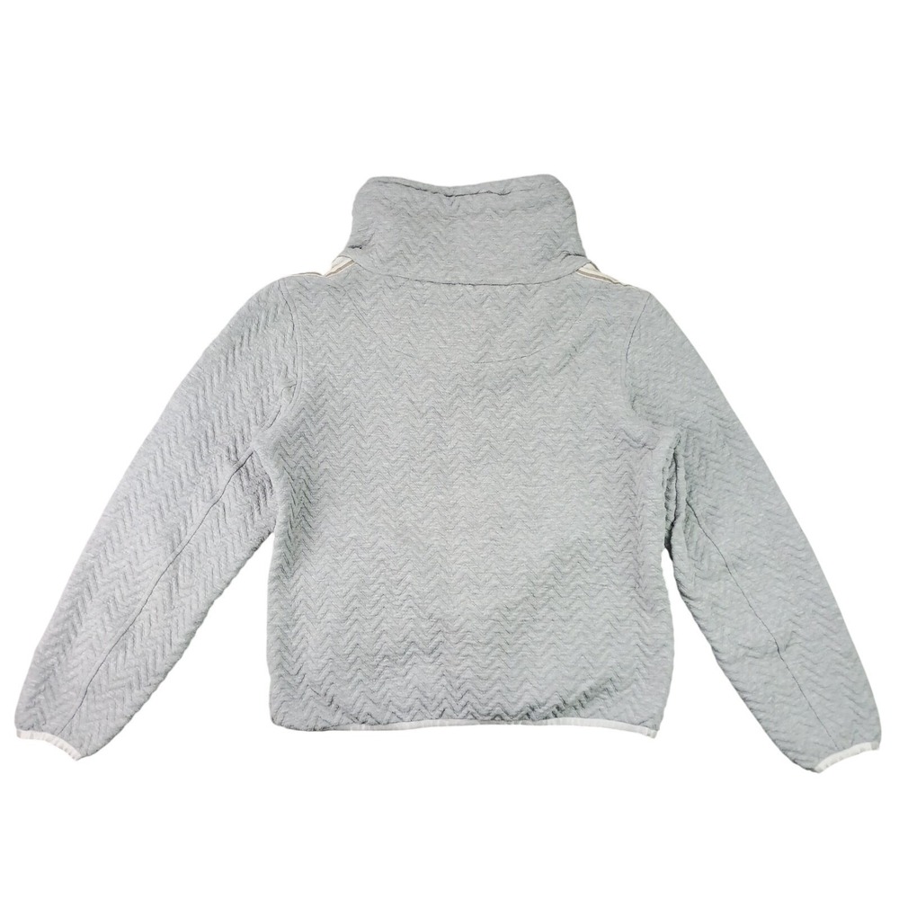 Penelope Women's L Pepita Sweater Cozy Equestrian Quilted Pullover Gray Striped - Picture 3 of 16